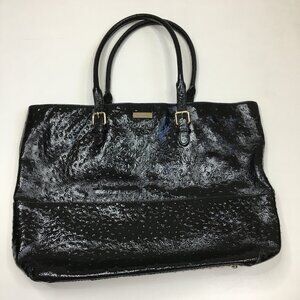 KATE SPADE Black Patent Textured Leather Large Handbag Purse Shoulder Bag